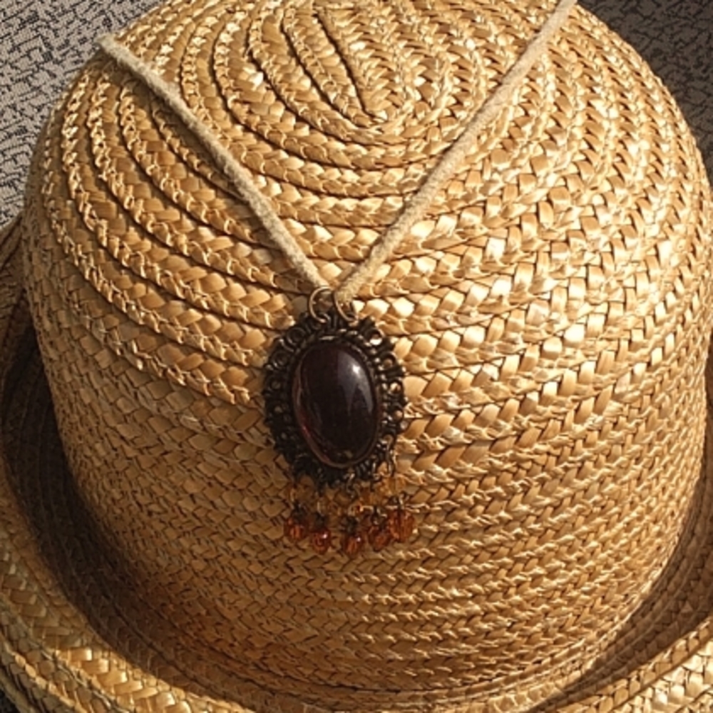 Dark Amber glass stone necklace